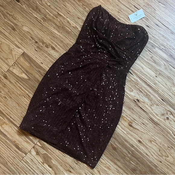 Windsor Brown Sequin Strapless Mini Dress - Picture 2 of 7